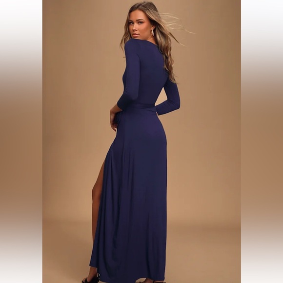 Garden District Navy blue wrap maxi dress size small - Picture 3 of 11